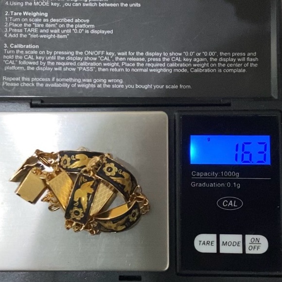 Vintage Damascene Gold-tone Enameled Birds & Flowers Link 8” Bracelet 16.3g - Picture 12 of 15